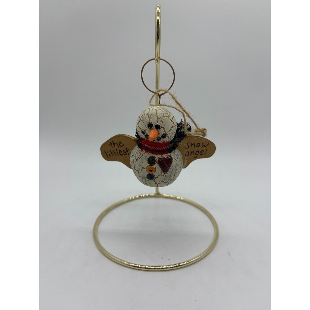 Hand-Painted Snow Angel Christmas Ornament 'The Littlest Snow Angel'